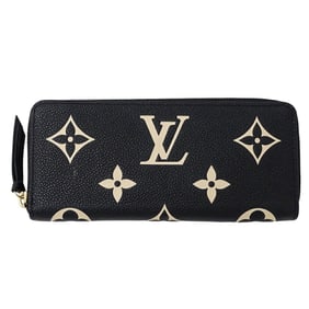 Louis Vuitton Monogram Empreinte Women's Two-Tone Wallet, Portefeuille Clemence Noir, M82338, Black,