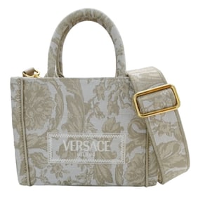 Versace Athena Mini Bag, 2-way handbag/shoulder bag, beige, jacquard, and barocco with embroidery,