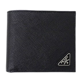 Prada Men's Bifold Wallet with Card Case and Bill Compartment, Saffiano Leather, Black, 2MO513,