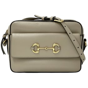 Gucci Horsebit Shoulder Bag in Beige and Gold Leather (645454) for Women, Japan Exclusive