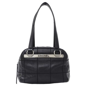 CHANEL Women's Chocolate Bar Handbag in Black Quilted Caviar Leather