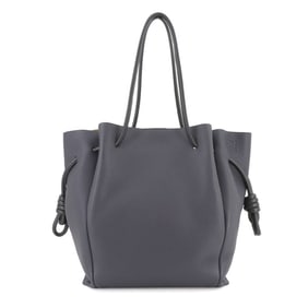 LOEWE Flamenco Knot Tote Bag in navy, black, and silver leather with hardware.