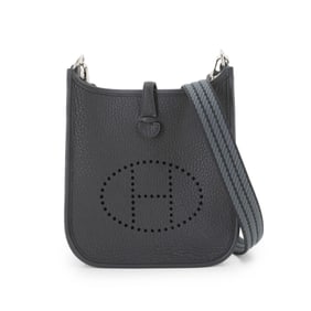 Hermes Hermès Evelyne TPM Shoulder Bag in Taurillon Clemence Leather, Black, Double Stamped