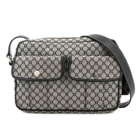 Celine Macadam Shoulder Bag in Canvas and Leather with Gray, Black, Silver Hardware