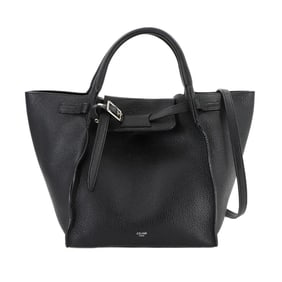 Celine Big Bag Small with Long Strap, 2-Way Hand/Shoulder Bag, Black Leather, 189313