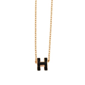 Hermes Hermès Mini Pop H Necklace in Black and Pink Gold