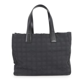 CHANEL New Travel Line Tote Bag MM Nylon Jacquard Leather Black A15991