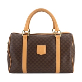 Celine Macadam Boston Handbag in Brown Leather with Gold Hardware