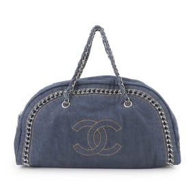 CHANEL Line Chain Boston Handbag Denim Blue A31575 Luxury Bag