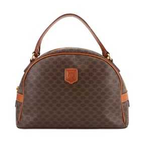 Celine Macadam Handbag in Brown Leather with Gold Hardware and Half Moon Pattern