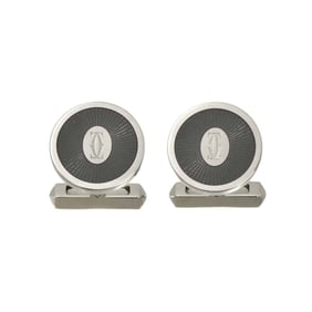 Cartier Double C Cufflinks in 925 Sterling Silver and Black Lacquer