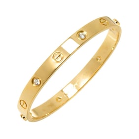Cartier Love Bracelet Half Diamond #16 K18 YG Yellow Gold 750 Bangle
