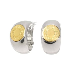 Hermes Serie Earrings in 18K Silver and 750 Yellow Gold. Clip-on.
