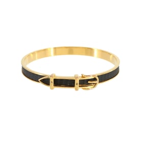 Hermes Hermès belt motif bangle bracelet in dark brown leather and gold