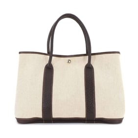 Hermes Hermès Garden Party PM Tote Bag, Toile H Leather, Natural Maroon, Stamp