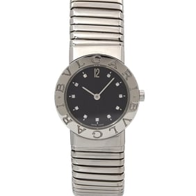 BVLGARI Tubogas BB262TS 11P Diamond Women's Watch Black Quartz