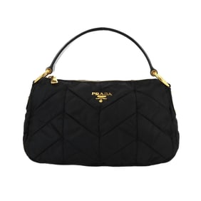 Prada PRADA Handbag Nylon Leather Nero Black with Gold Hardware Quilting BR3774