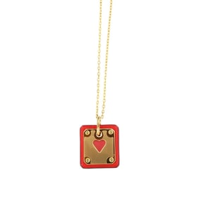 Hermes Hermès Asdukur PM Necklace in Swift Red Gold with a Y-Stamped Heart