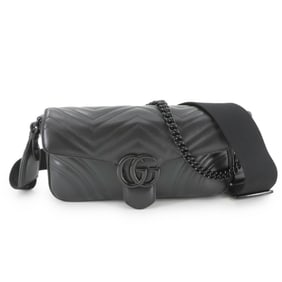 Gucci GG Marmont Quilted 2-Way Shoulder Bag in Black Leather (734814)