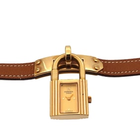 Hermès Kelly Watch Women's Gold Brown Quartz with Cadena