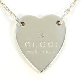 Gucci Heart Plate Silver Necklace, Box and Bag, Total Weight: Approx. 8.0g, 47cm