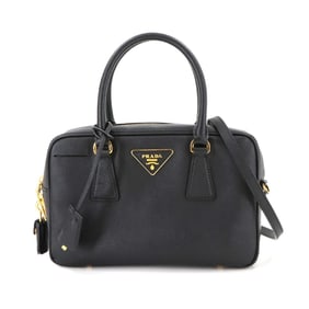 Prada 2-way Hand Shoulder Bag in Saffiano Leather, Black with Gold Hardware, 1BB113