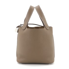 Hermes Hermès Picotin Lock PM handbag in Taurillon Clemence Etoupe leather with B stamp and silver