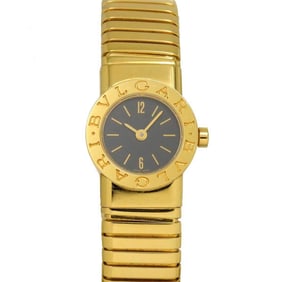 BVLGARI Tubogas BB19 2TG Women's Watch in Black 18K Yellow Gold with Solid Quartz Movement