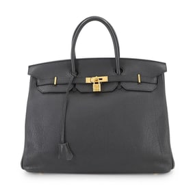 Hermes Hermès Birkin 40 Togo Black Handbag with Q Stamp and Gold Hardware