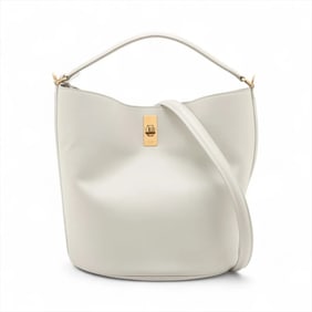 Celine Teen Bucket 16 White Leather Shoulder Bag/Handbag, Genuine Leather, Women's