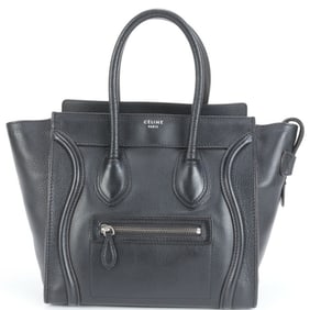 Celine Luggage Micro Shopper Leather Shoulder Bag/Handbag in Black for Women