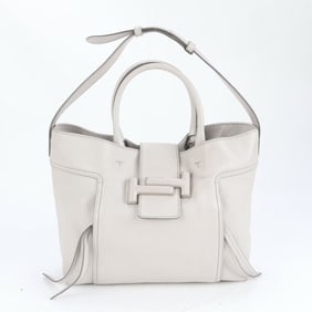 Tod's Double T Leather Shoulder Bag/Tote Bag/Handbag in Gray for Women