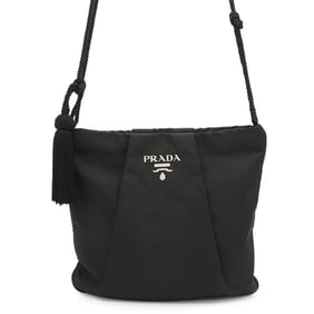 Prada Shoulder Bag Tassel Nylon PRADA Pochette Black