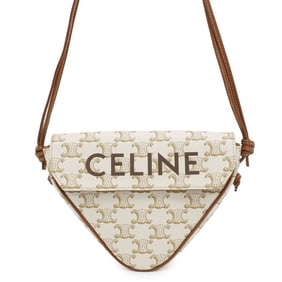 Celine Mini Triangle Triomphe Shoulder Bag 195902 CELINE Pochette White