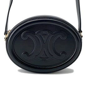 Celine Oval Purse Cuir Triomphe Shoulder Bag 10I703 CELINE Black