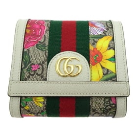 Gucci GG Flora Compact Wallet Women's Bifold 598662 Supreme Beige