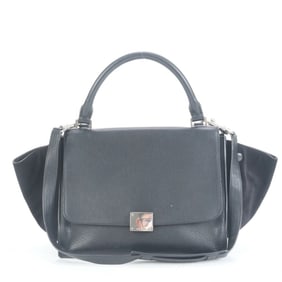 Celine Trapeze Small Leather Shoulder Bag Tote Handbag Black Women's