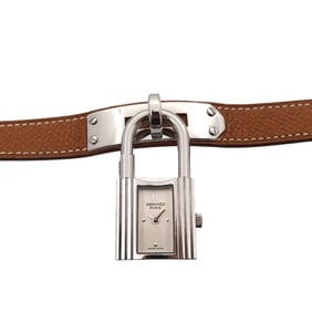 Hermès Kelly Watch KE1 210 Women's Silver/Brown Leather Quartz with Cadena Strap
