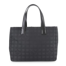 CHANEL New Travel Line Tote Bag MM Nylon Jacquard Leather Black A15991