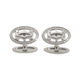 Cartier Double C Diamond Cufflinks in 18K White Gold (750)