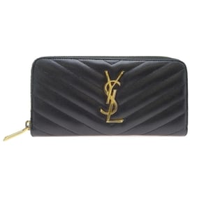 Yves Saint Laurent YSL Round Wallet for Men and Women, CFP358094, Caviar Leather, Black