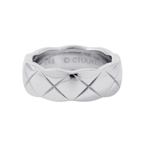 Chanel Coco Crush Collection Ring, Medium, 18K White Gold, Size 48, J10570, CHANEL Ring