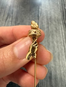 Vintage 14K Gold Hand and Torch Stick Pin