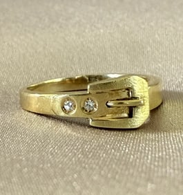 Sleek Diamond and 14K Gold Buckle Band