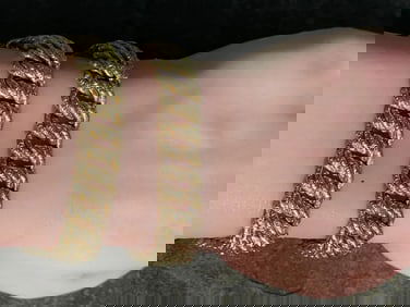 Pair Imperial Austrian 14K Gold Repousse Double Curb Link Bracelets