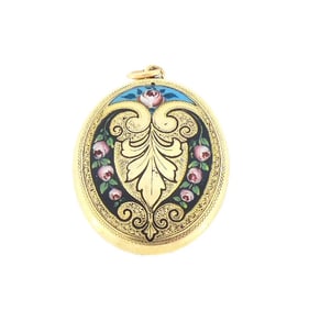 Early Victorian 14K Gold & Enamel Floral Locket