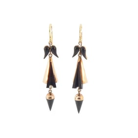 Victorian 12K Gold & Whitby Jet Earrings