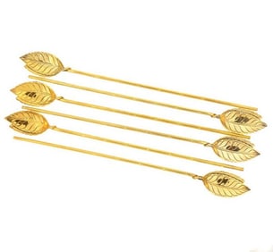 Six Tiffany & Co. Gilt Sterling Silver Gilt Mint Julep Spoons