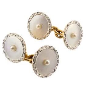 Carrington 14K Gold Platinum Mother-of-Pearl Cufflinks