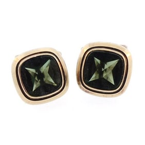 European Mid-Century 800 Silver Green Spinel Cufflinks